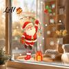 Festive Christmas Wall Art for Party Santa Claus Static Window Clings Glass Stickers with Snowflake Bear Decals Holiday Decor Bell Patterns,