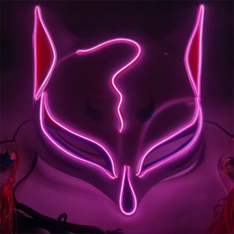 LED Golden Fox Mask Masquerade Party Halloween Birthday Christmas Dance Festival Cosplay Fox Mask LED Steampunk Style Kabuki Mas