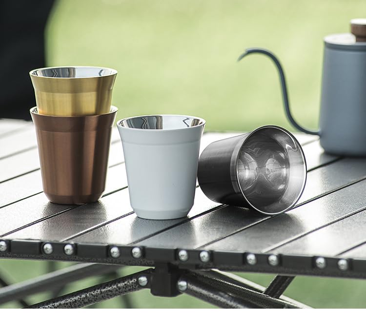 Set of 2 Stainless Steel Espresso 160ml for or Whiskey Cups, Double-Walled Insulated, Capacity, Coffee, Sake,