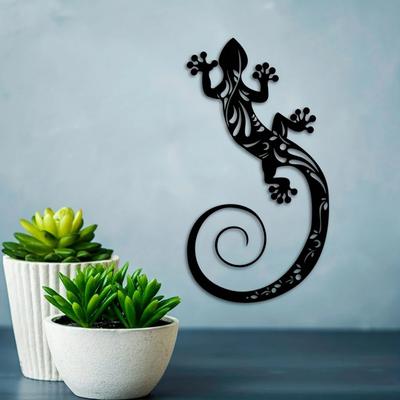 1pc 2D Lizard Metal Wall Art - Eye-Catching Home Decor for Living Room, Bedroom, and Office Wall Decor Metal Wall Hanging