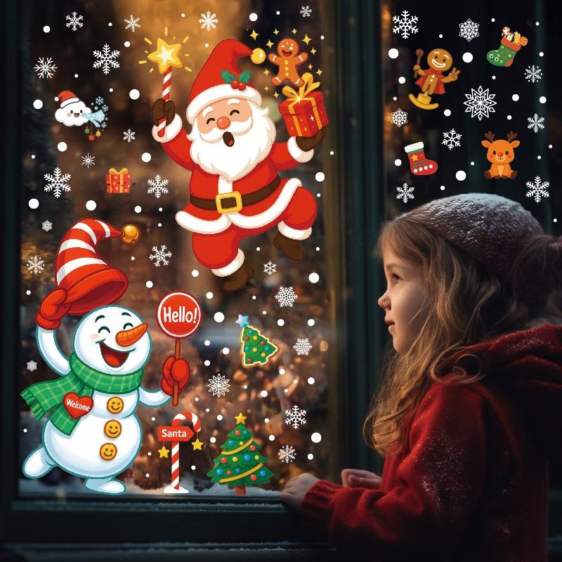 Christmas Static Cling Stickers for Decorating The Storefront Window Scenes of Snowflakes.