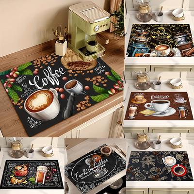 Multi-Functional Dishwashing Mat Diatom Mud Drain Mat Super Absorbent Wear-resistant Coffee Machine Mat Kitchen Table Decor