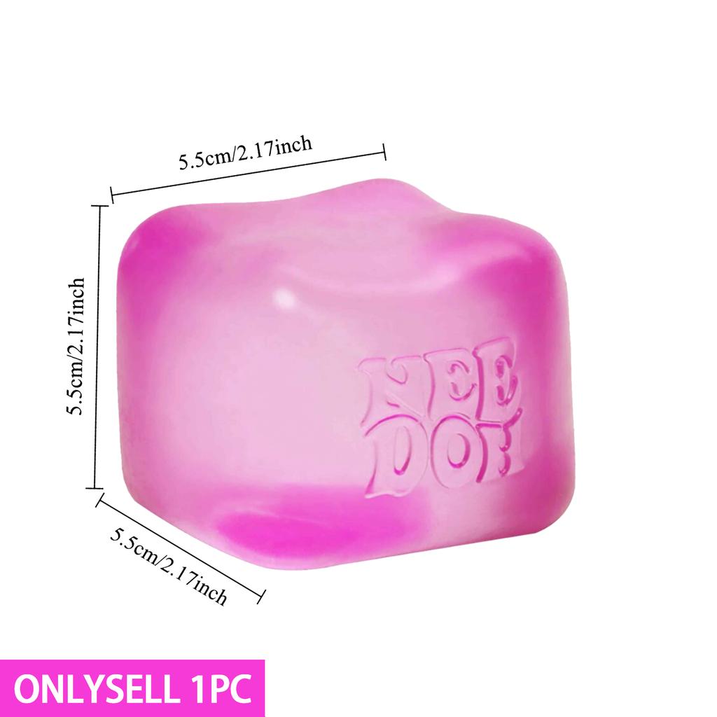 Needoh Nice Cube 2.17" Sensory Fidget Toy - Firm Solid Squishy Stress Ball For Anxiety Relief & Adhd Focus - Pack Of 1