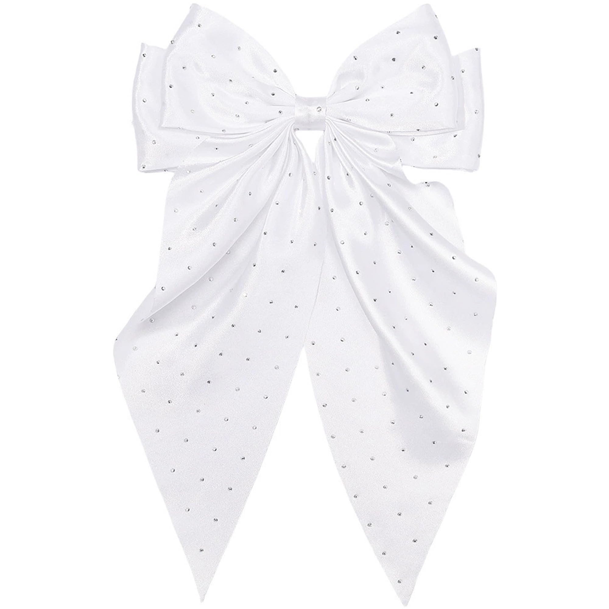 White Rhinestone Big Ribbon Barrette, Ribbon Clip, Lolita, Dreamy Cute, Gothic Lolita Hair Clip, Hairpin, Hair Accessory [Used]