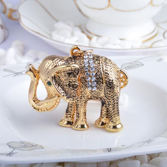 Keychain Pendant 3D Cartoon Elephant Design Sparkling Rhinestones Inlaid Key Chain with Lobster Clasp Key Ring Bags Accessories