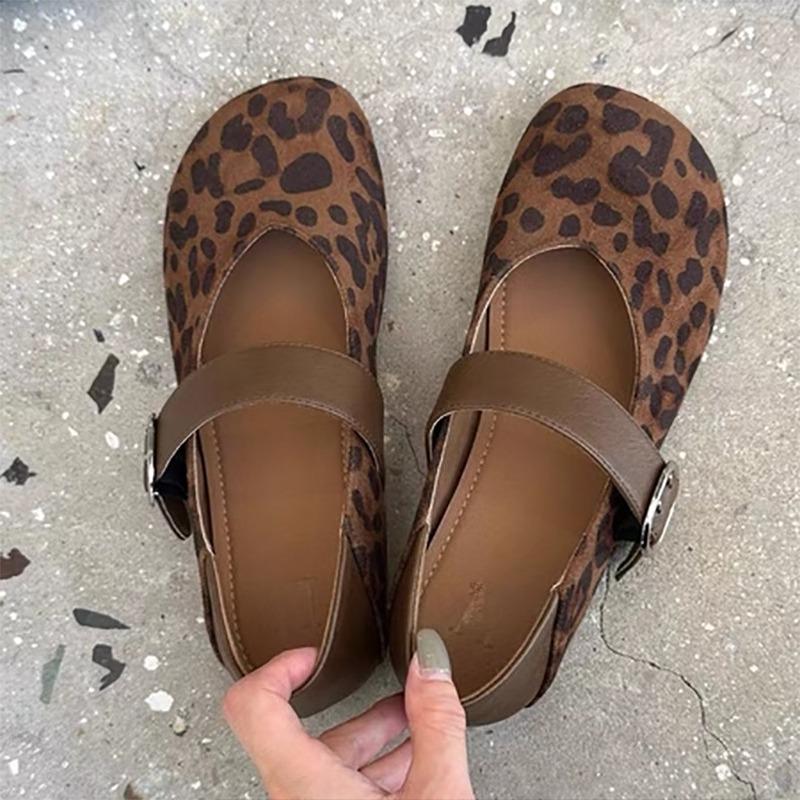 Fashion Leopard Women Flats Shallow Loafers Shoes 2025 Autumn Suede Sneakers Fashion Buckle Comfortable Shoes Walking Casual Zapatillas