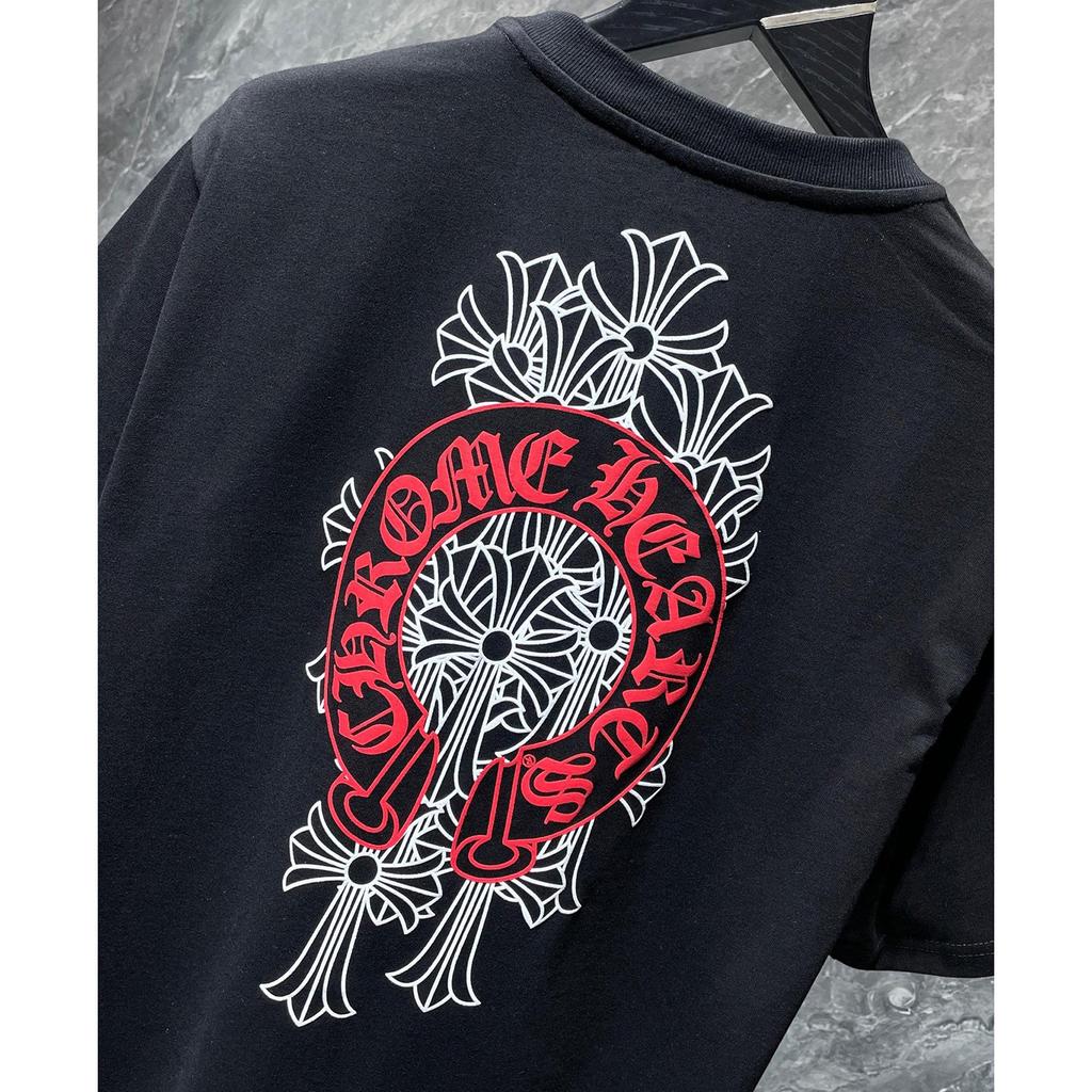 8015 CHROME HEARTS 2026 Sommar Ny Högkvalitativ Bomull Rund Hals Lös Stor Storlek Herr- och Dam-T-shirt Par-T-shirt