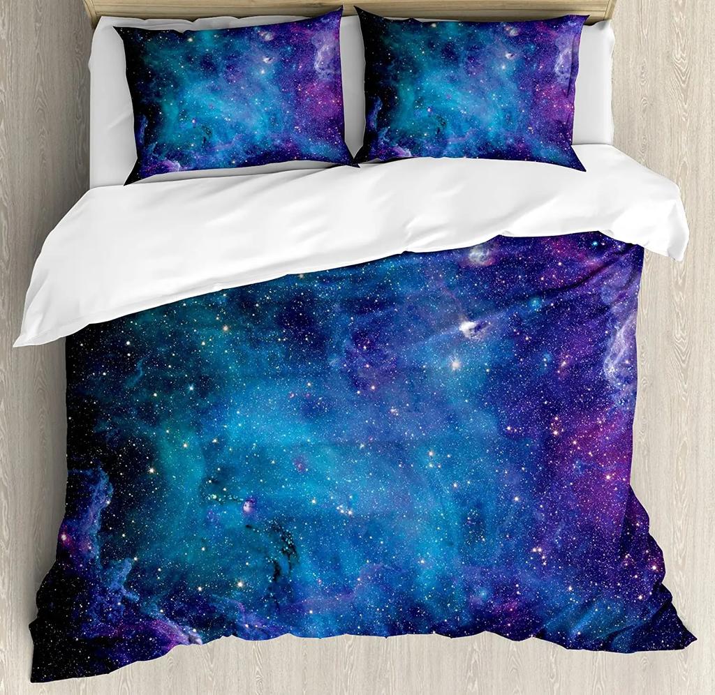 Night Bedding Collection For Bedroom Bed Home Star Filled Dark Sky Vivid Celestial Theme Cosmos Duvet Cover Quilt Cover And Pillowcase