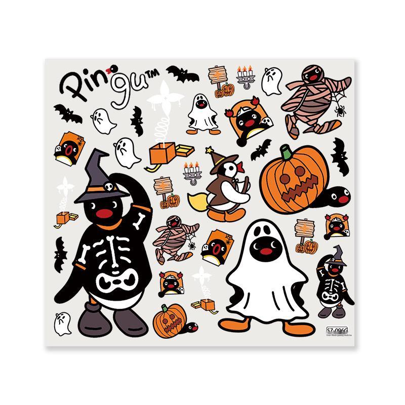 Sky Halloween Pumpkin Penguin Embossed Stickers: Cute Large Cartoons for Phone, iPad, Journal