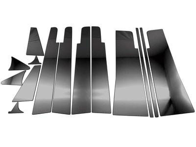 Finish Stainless Steel Black Plated Pillar Panels with Visor for Delica CV Compatible with Delica Ultra-Mirror D5 (14-Piece Set)