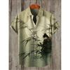 Animal Pattern, Fashion Trend, Street Outdoor, High-Quality And Comfortable Linen Men's Short Sleeved Casual Shirt