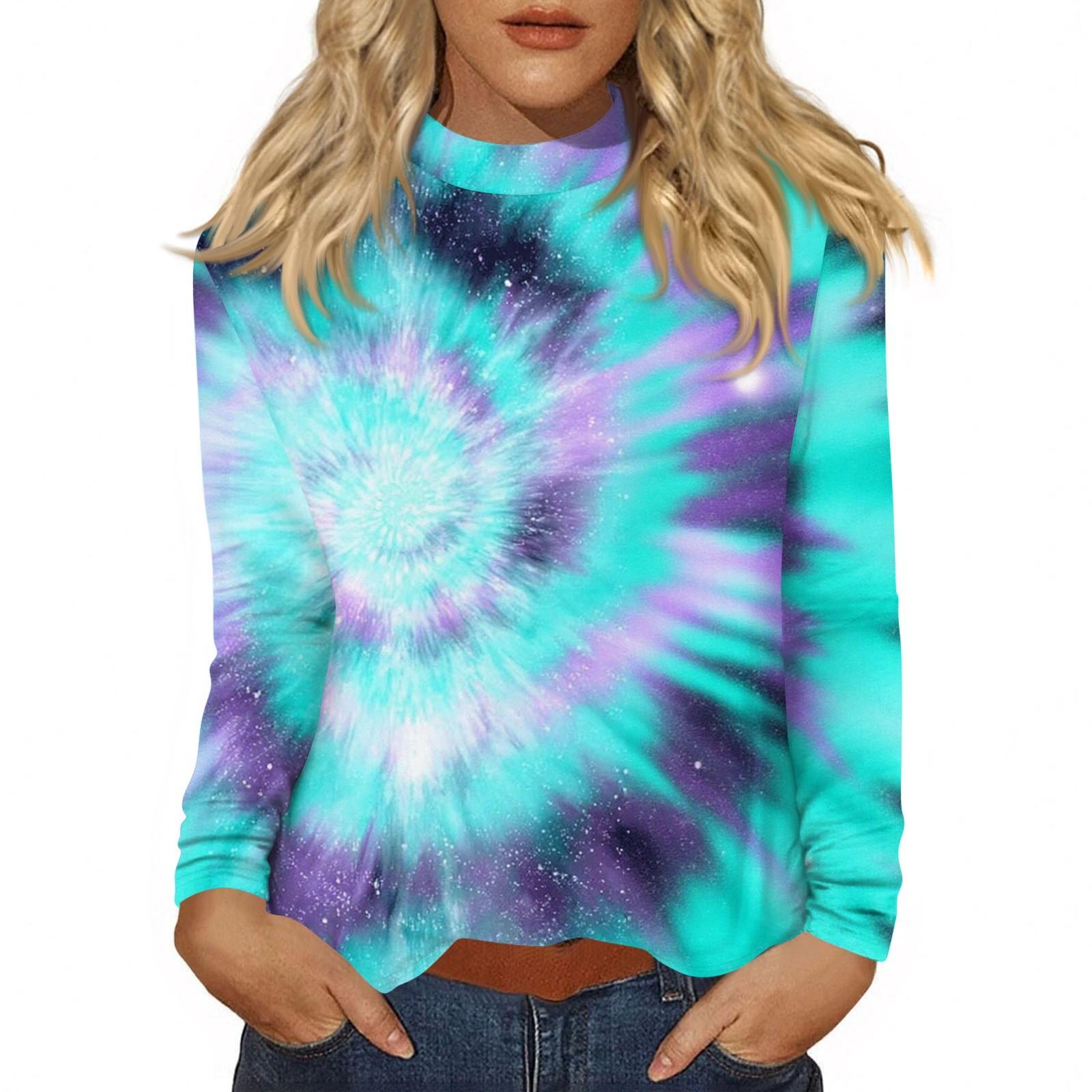 

Женский повседневный топ с длинным рукавом и средним воротником M циан