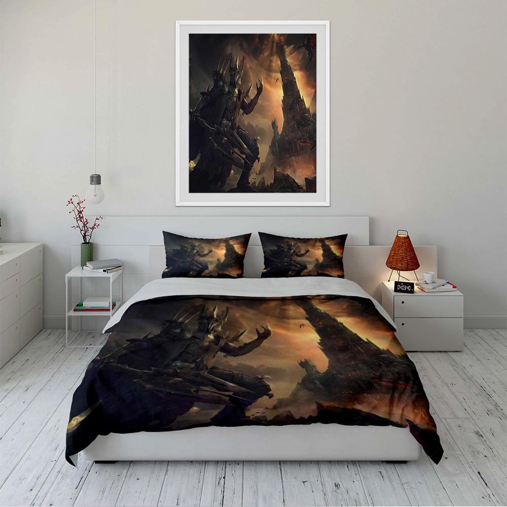 Fantasy Dark Warrior and Tower Bedding Set Bedding set (1 duvet cover, 2 pillowcases, duvet not included)