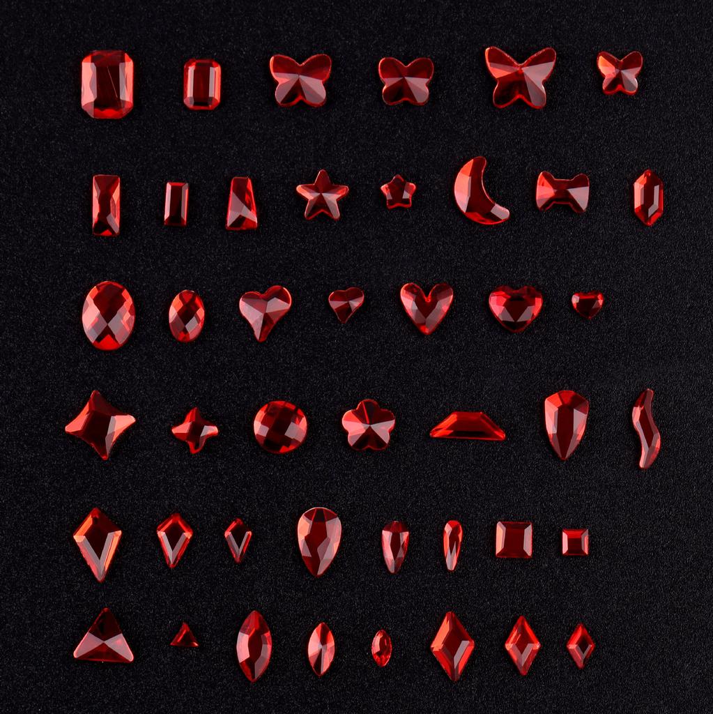 1440 Glas Diamanten mit flachem Boden, Große Rote Spezialgeformte Nagelkunst-Diamanten, DIY Trage-Nagel-Accessoires, Materialien, Spezialgeformte Diamanten