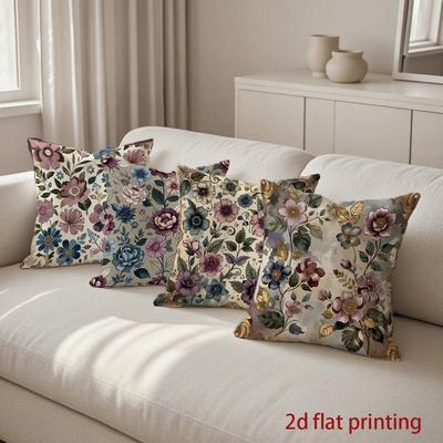2D Floral Patterned Decorative Pillow Covers For Home Pattern Cushion Cover Suitable For Sofa Bedroom Car Pillow Cover