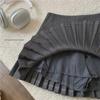Gray High-Waist Pleated Lace A-Line Skirt - 2024 Design, Slim Fit, Short Length