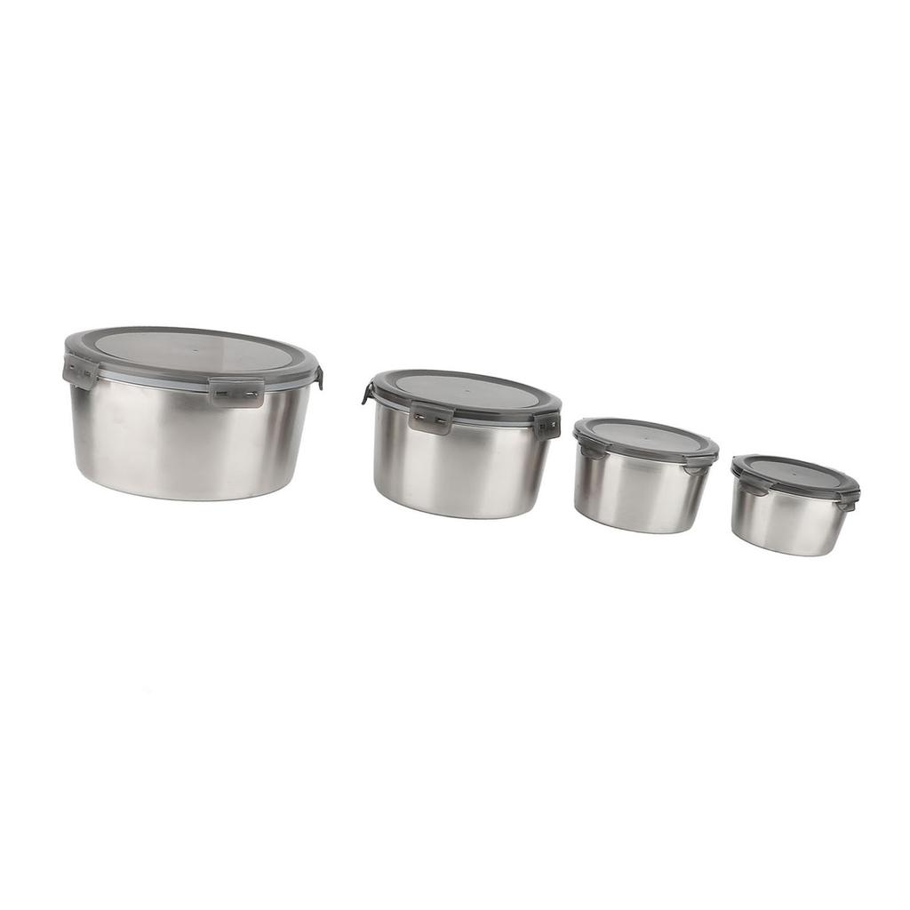 4Pcs Food Container with Lids Leakproof Reusable 304 Stainless Steel Food Storage Container for Lunc
