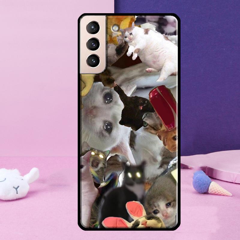 Crying Cat Memes And Dog Phone Case For Samsung Galaxy S25 Ultra S24 Ultra S9 S10 S20 S21 S22 Plus S23 S24 FE Cover