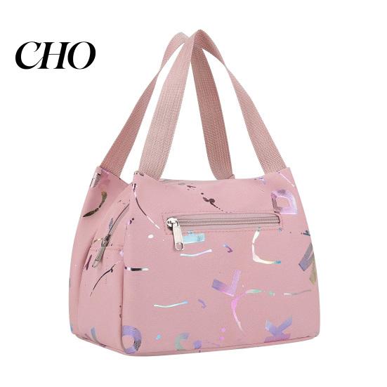 High-density Fabric Lunch Bag Letter Print Waterproof Tote Reusable Lightweight Carrier Box for Women Men Commuting Camping Picnic Portable