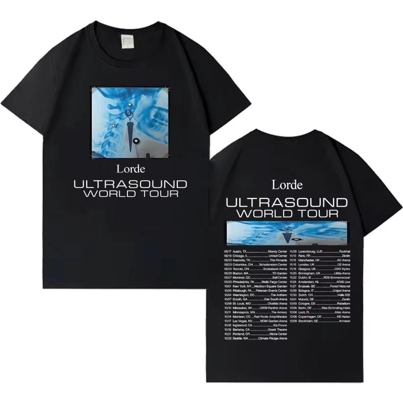 Singer Lorde Ultrasound World Tour Tee Men Women Hip Hop Tshirt Y2K Cotton Harajuku Tshrit High Street Pop Short Sleeve Top