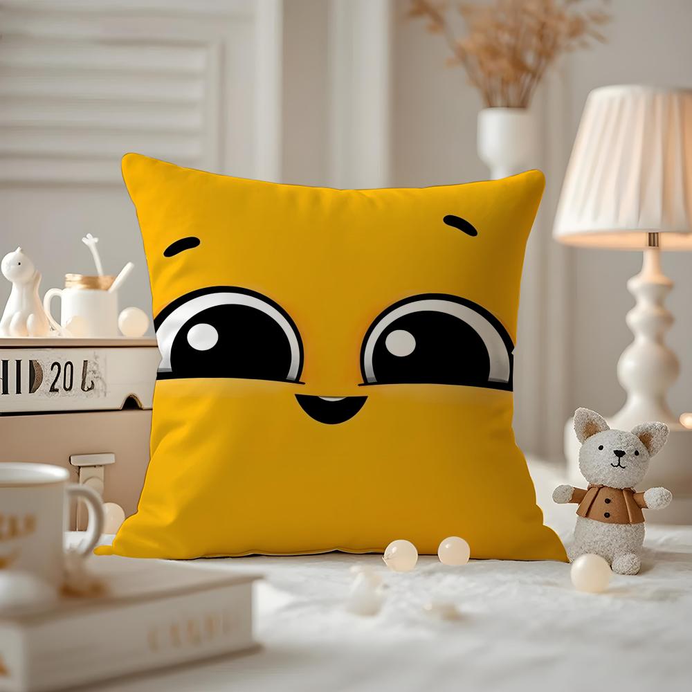 Cute Emotional Expressions Cushion Cover Anti-dustmite Pillowcase Invisible Zipper Silky Short Plush Sofa Cushion Cover