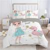 Cartoon Lovely Girls King Queen Duvet Cover Cute Little Girl Pattern Bedding Set Kids Pink Pretty 2/3pcs Polyester Quilt Cover