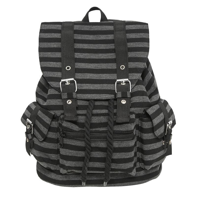 Schoolbag Korean contrasting color schoolbag functional style retro striped backpack new large-capacity student commuting class leisure bag