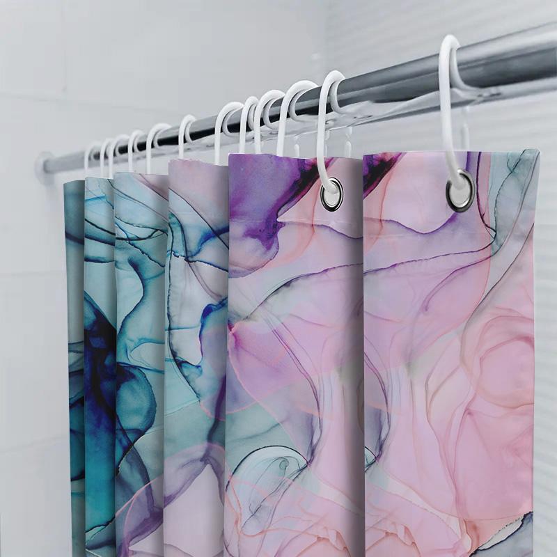 Abstract Watercolor Shower Curtain, 3D Print Fabric Waterproof Bathroom Decor Modern Artistic Design for Home Decoration (Blue P