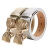 New Shiny PU Women's Belt, Versatile Jeans with A High-end Golden Mirror Bow Belt for Women