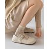 French Retro Light Mouth Velcro Mary Jane Women's Shoes 2025 New Fashion Versatile with Skirt Small Leather Shoes