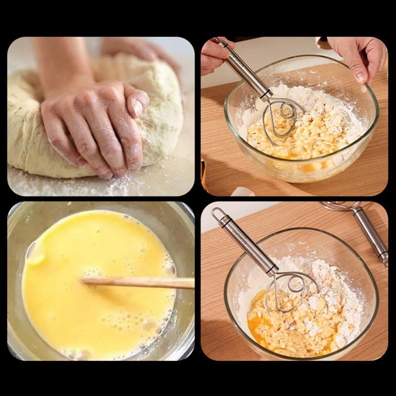 Dänischer Teig-Schneebesen aus Edelstahl, Handmixer für Brotteig im holländischen Stil, Edelstahlgriff, Küchen- und Backutensilien, Artisan Blend