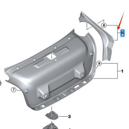 BMW 5 Series G30/G38 Taillight Water Channel - Models 51497400595, 51497400596