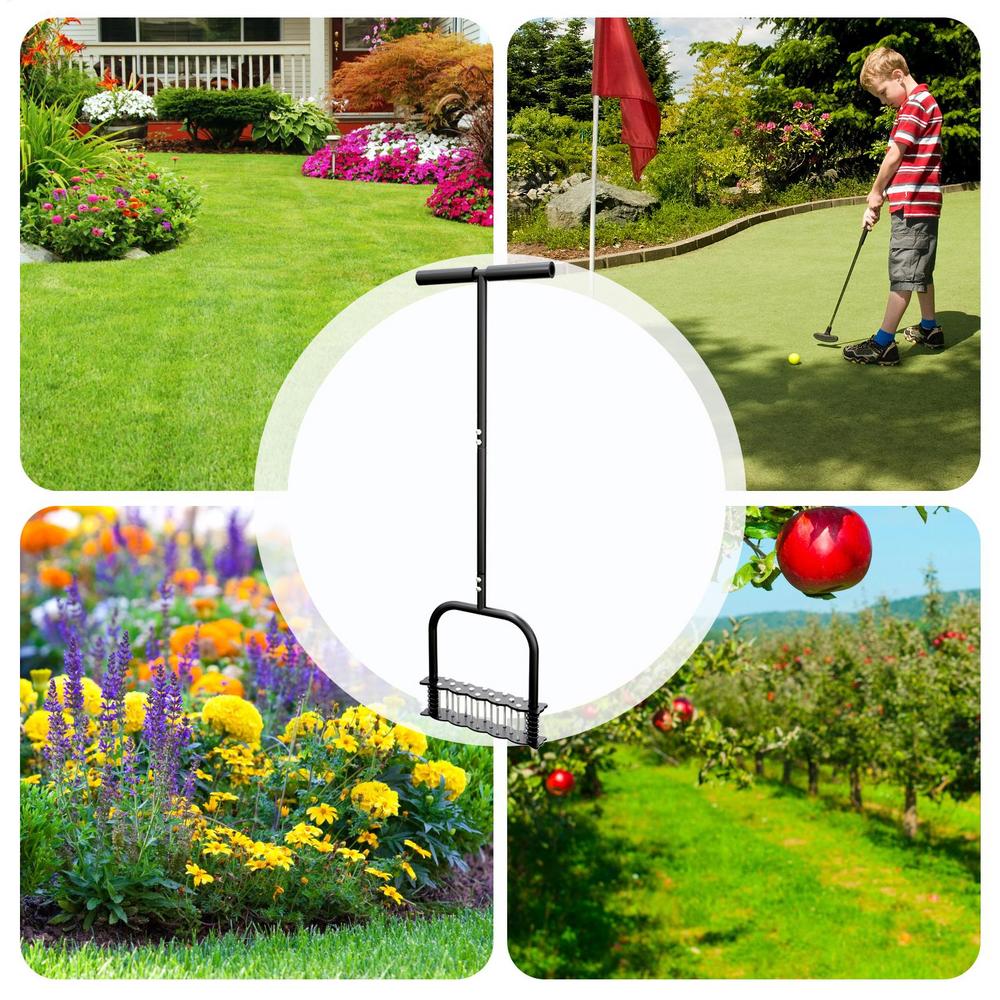 Lawn Aerator 14 Iron Spikes Manual Lawn Aerators Lawn Air Aerator Tool Gardening Hand Tools For Yard Lawn Aeration