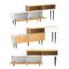 Modern TV Cabinet with Adjustable Length, Modular 2-Piece Design, Wood Look, Matt White, Black Metal Legs, Multifunctional Living Room