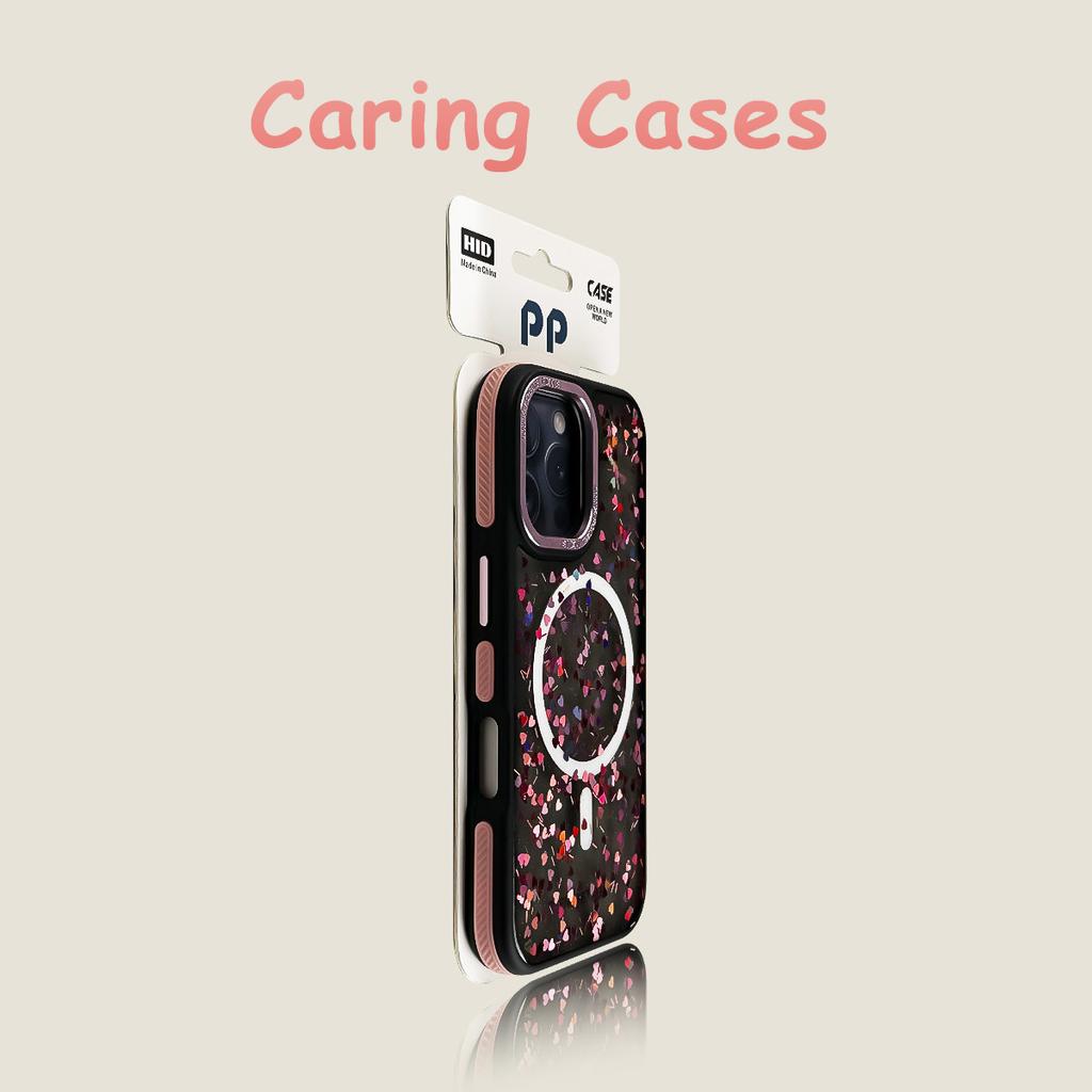 For iPhone 17 Pro Max Case Red Heart Glitter Transparent Acrylic Anti-Slip Shockproof Compatible with iPhone 16 15 14 13