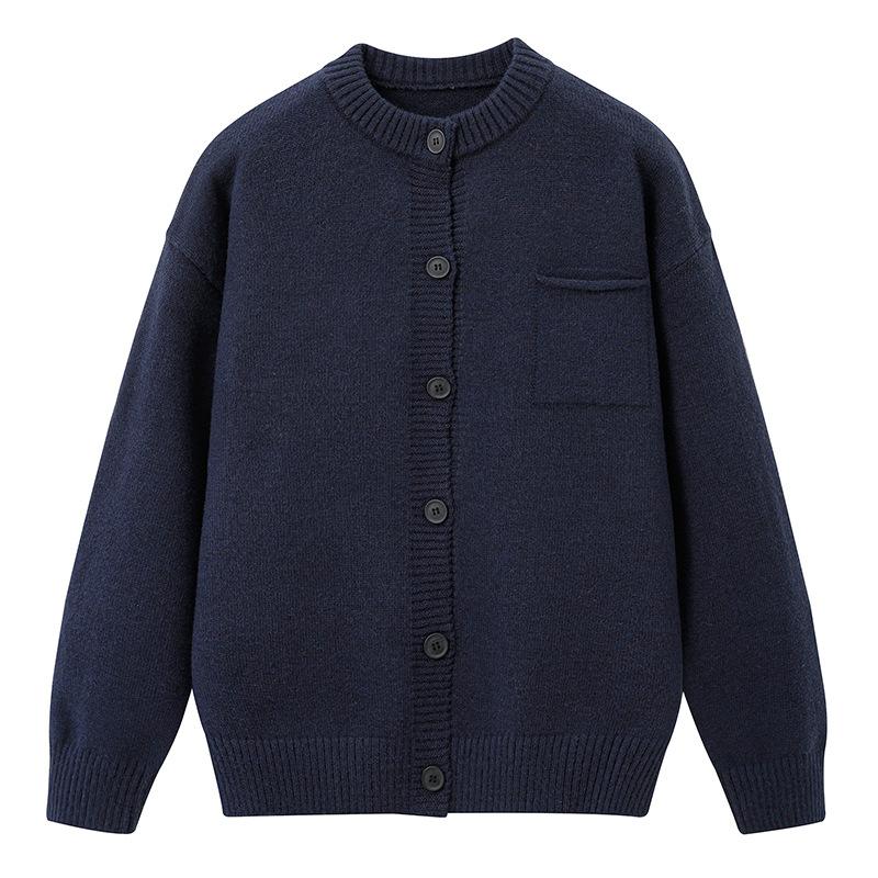 Cardigan Sweater Men's Loose Solid Color Knitted Sweater Versatile Single Breasted Knitted Jacket