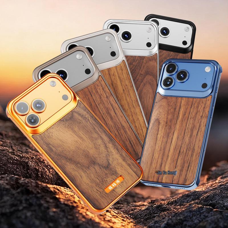 Walnut ProMax 16/15 Original Wood Magnetic Suction Phone Case with Aroma Metal Borderless Protection