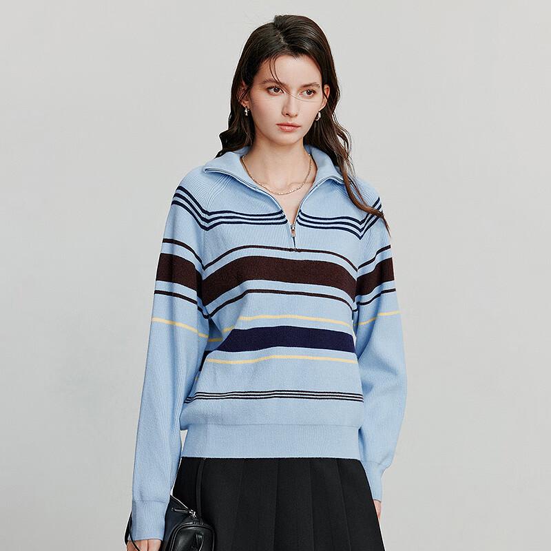 Chuyu Women's Striped Half-Zip Knit Top