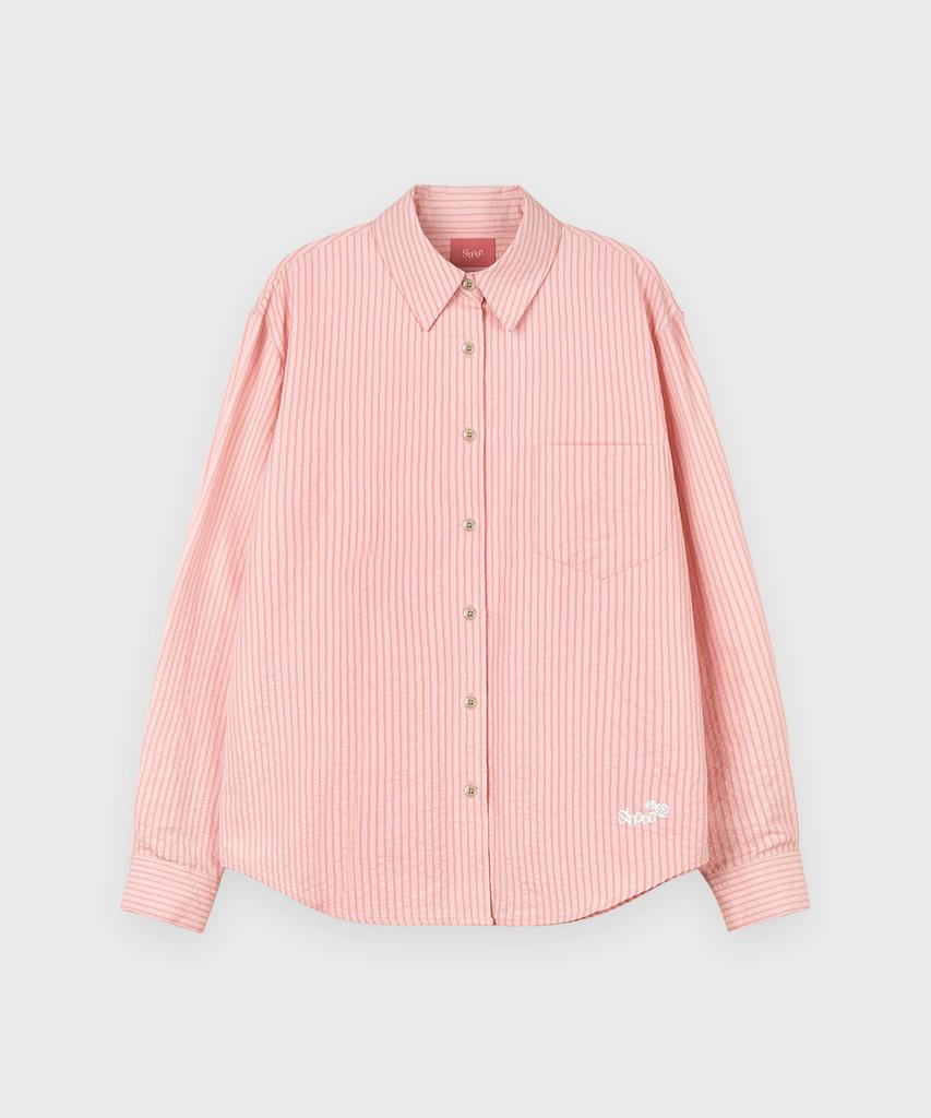 SINOON Seersucker Stripe Shirt (Pink)