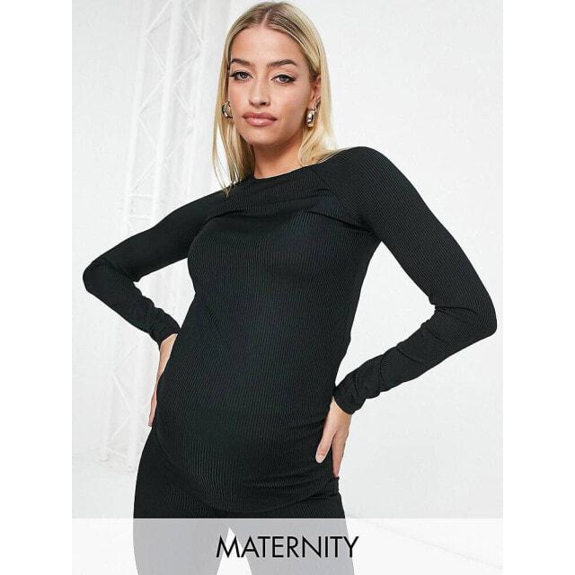 

Тренировочный топ в рубчик с длинными рукавами ASOS Maternity