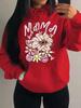 Mom Loves You Floral Print Women's Hoodie - Autumn Loose Casual Fleece Pullover with Pockets