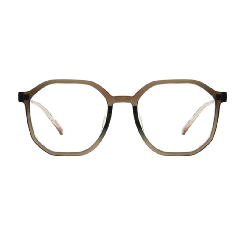 

oart Evie BROWN GREEN Oversized Polygonal Horn-Rimmed Glasses BROWN GREEN