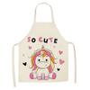 1Pcs Kitchen Apron Cartoon Unicorn Music Printed Cotton Linen Aprons for Women Men Cooking Accessories Delantal Cocina Mujer