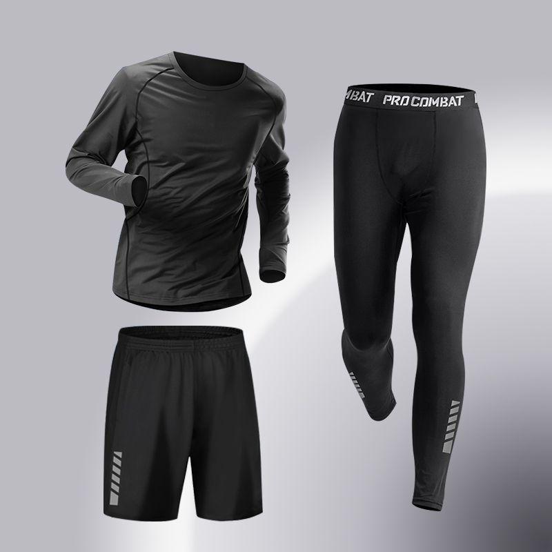 Men's Quick-Dry Sports Suit: High-Elastic Fitness Tights for Running, Training, Basketball, Cycling, Morning Jogging - Perfect for Spring & Autumn.