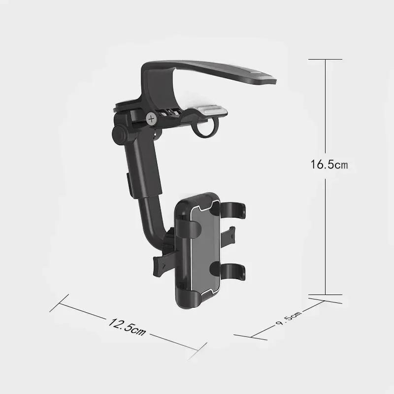 360 Degree Car Phone Support Easy Clip Mount Stand on Rearview Mirror Mobile Flexible Holder For IPhone 12Pro 13