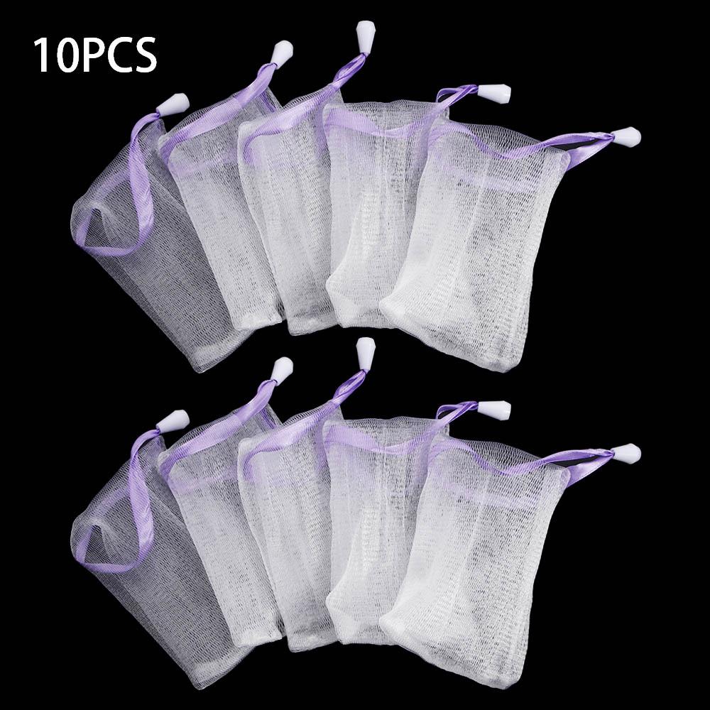 

Delicate Foam Bubble Bath Face Cleansing Tool Foaming Mesh Bag Soap Saver Bag Net Soap Pouch 10PCS