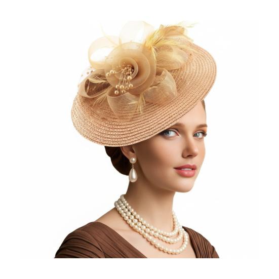 Genomskinlig Nätblomma Fascinatorhatt Vintage Tebjudning Dam Vävhatt Bröllop Cocktail