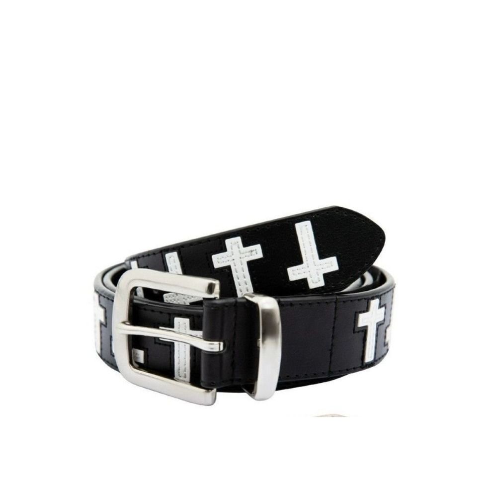 Gothic Punk Belt PU Leather Y2K Belt Fashion Cross Shaped Belt  Jeans Accessories