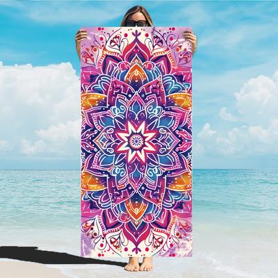 Mandala Pattern Beach Towel, Quick-Dry Lightweight Soft Microfiber Swim Towel for Outdoor Sport Travel