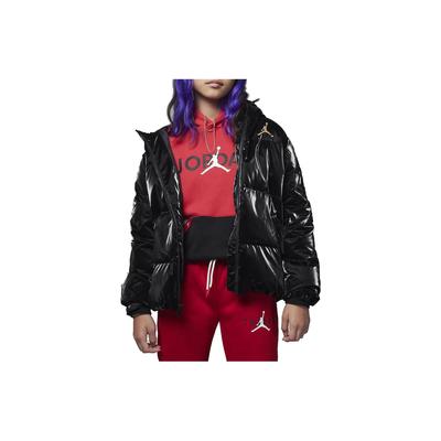 Logo Print Hooded Zip-Up Down Jacket Kids Outerwear Black FB9266-010